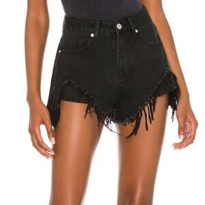 Superdown Black Cutoff Jean Shorts SIZE 29 Frayed Destroyed Festival $64 NEW